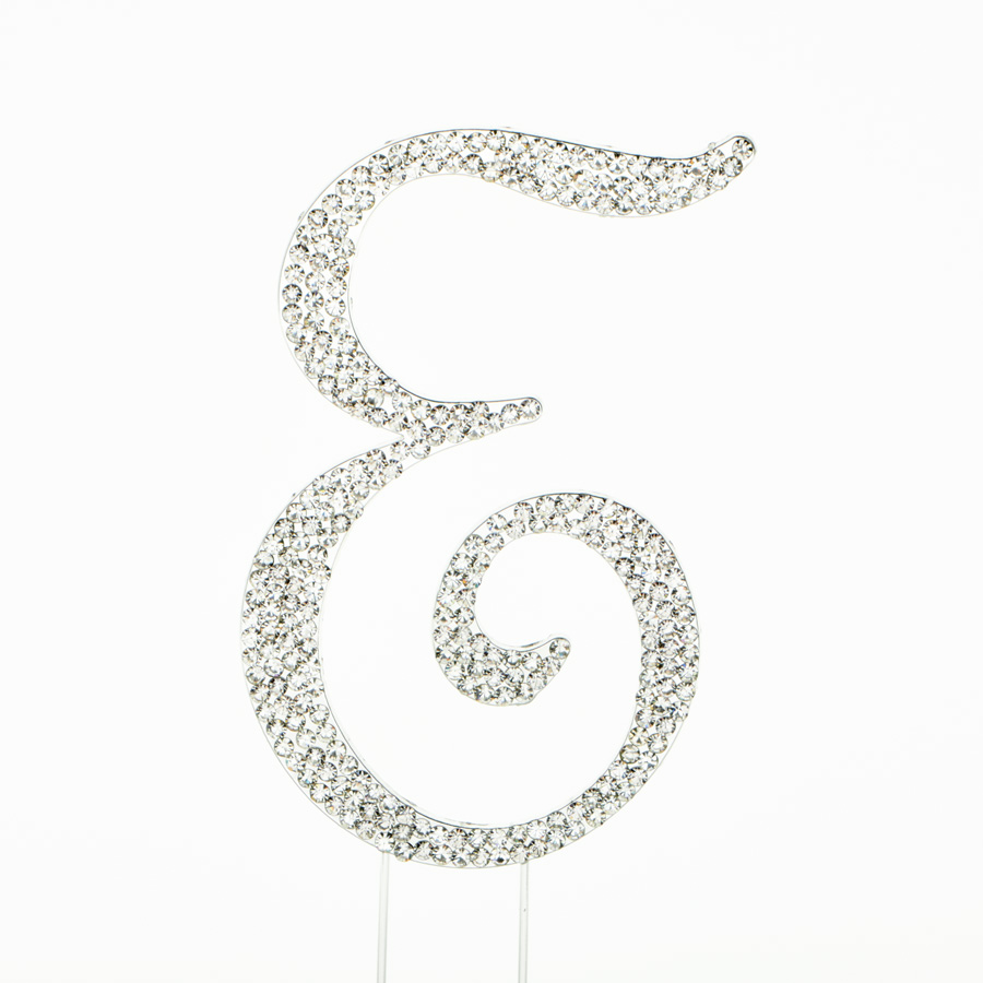 Rhinestone Cake Topper - "E"