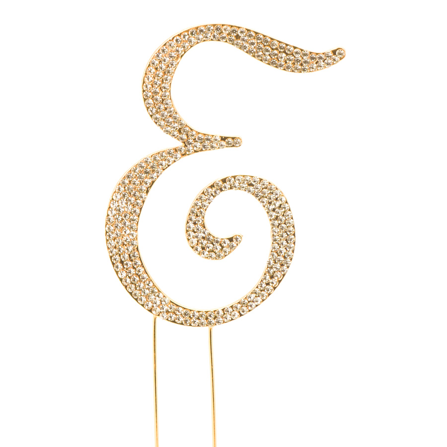 Rhinestone Cake Topper - "E"- Gold