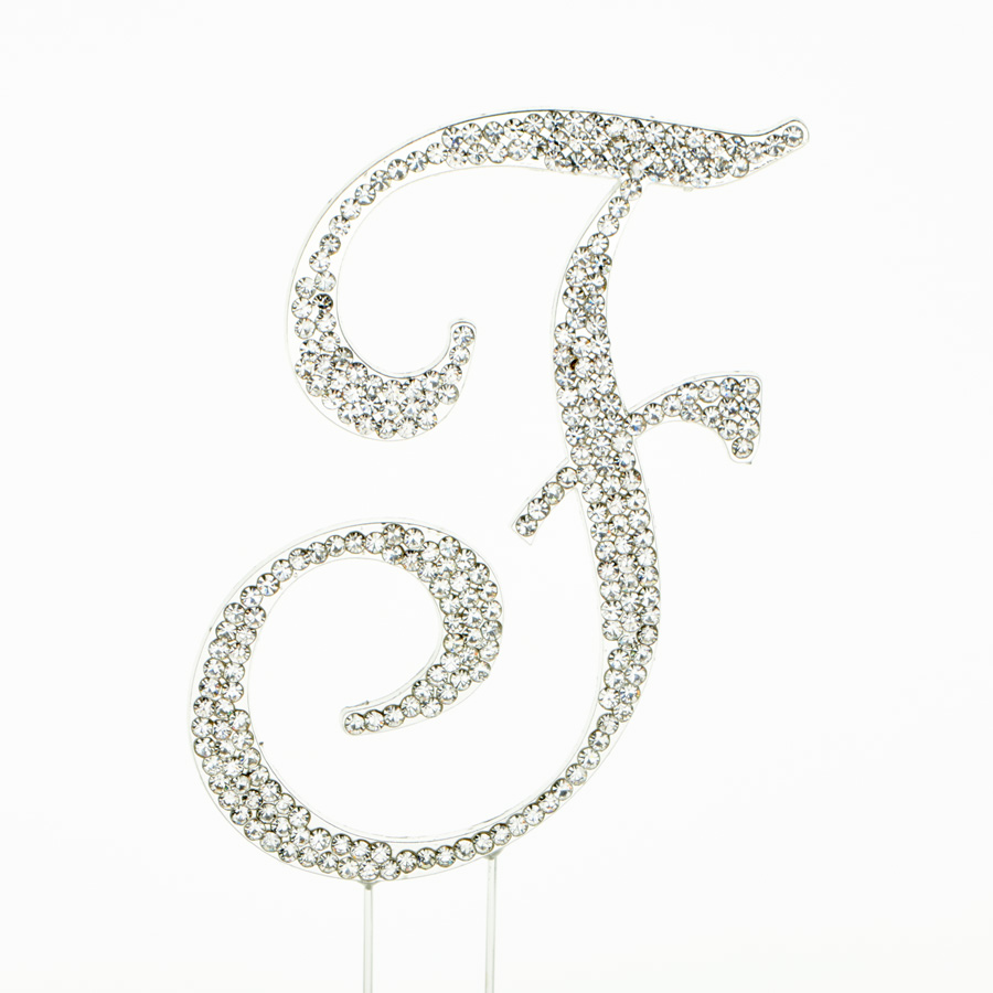 Rhinestone Cake Topper - "F"