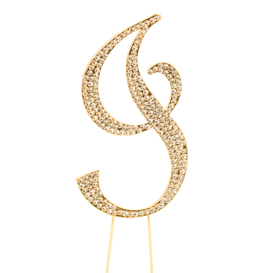 Rhinestone Cake Topper - "J"- Gold