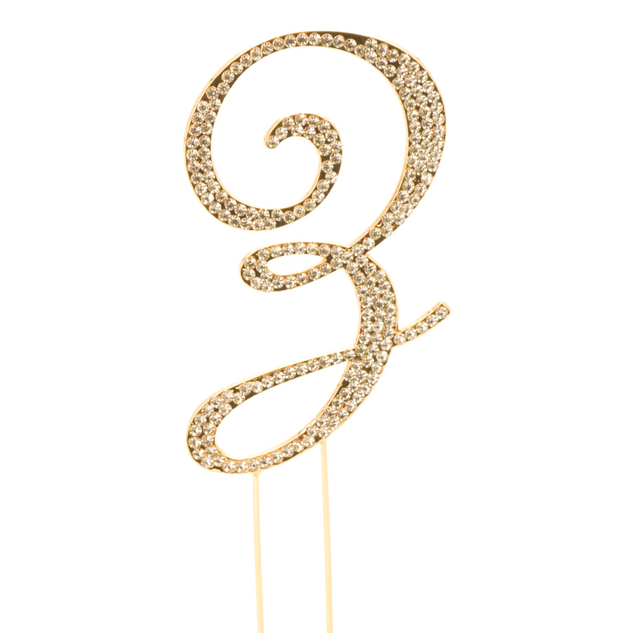 Rhinestone Cake Topper - "Z"- Gold