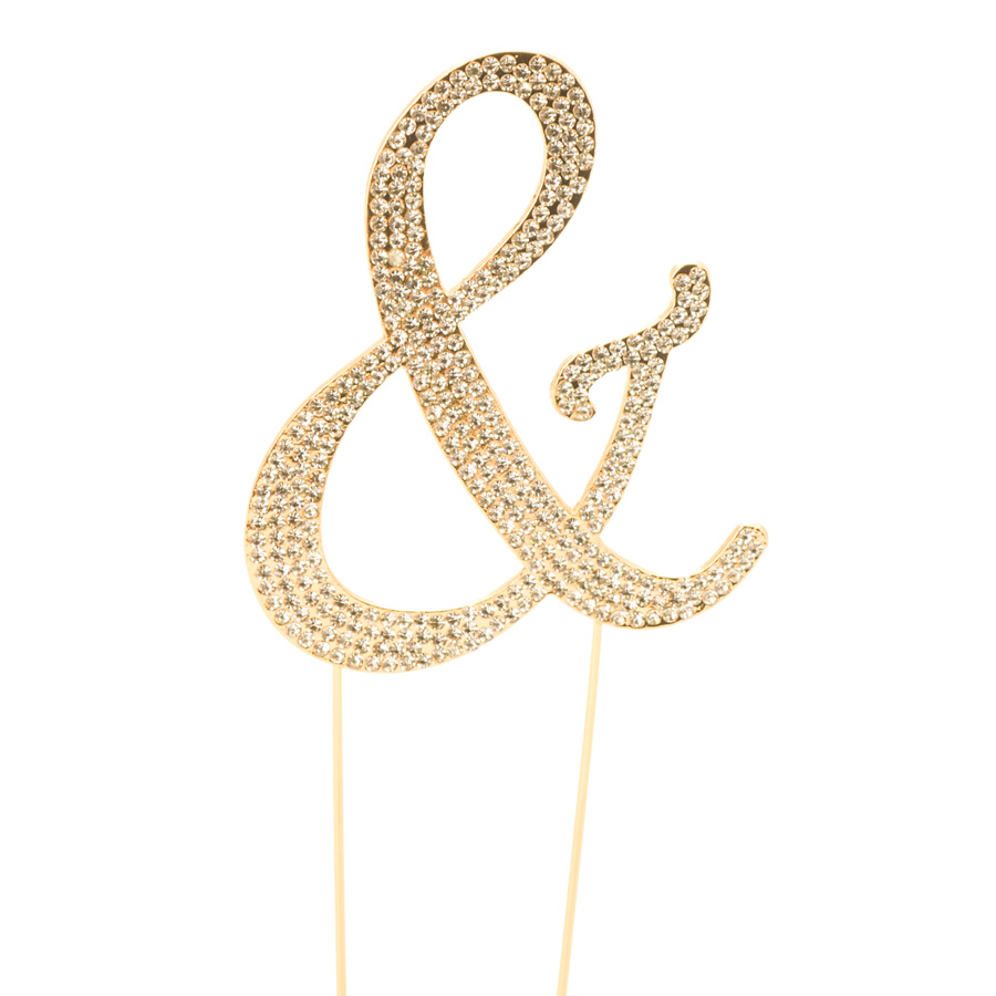 Rhinestone Cake Topper - "&"- Gold