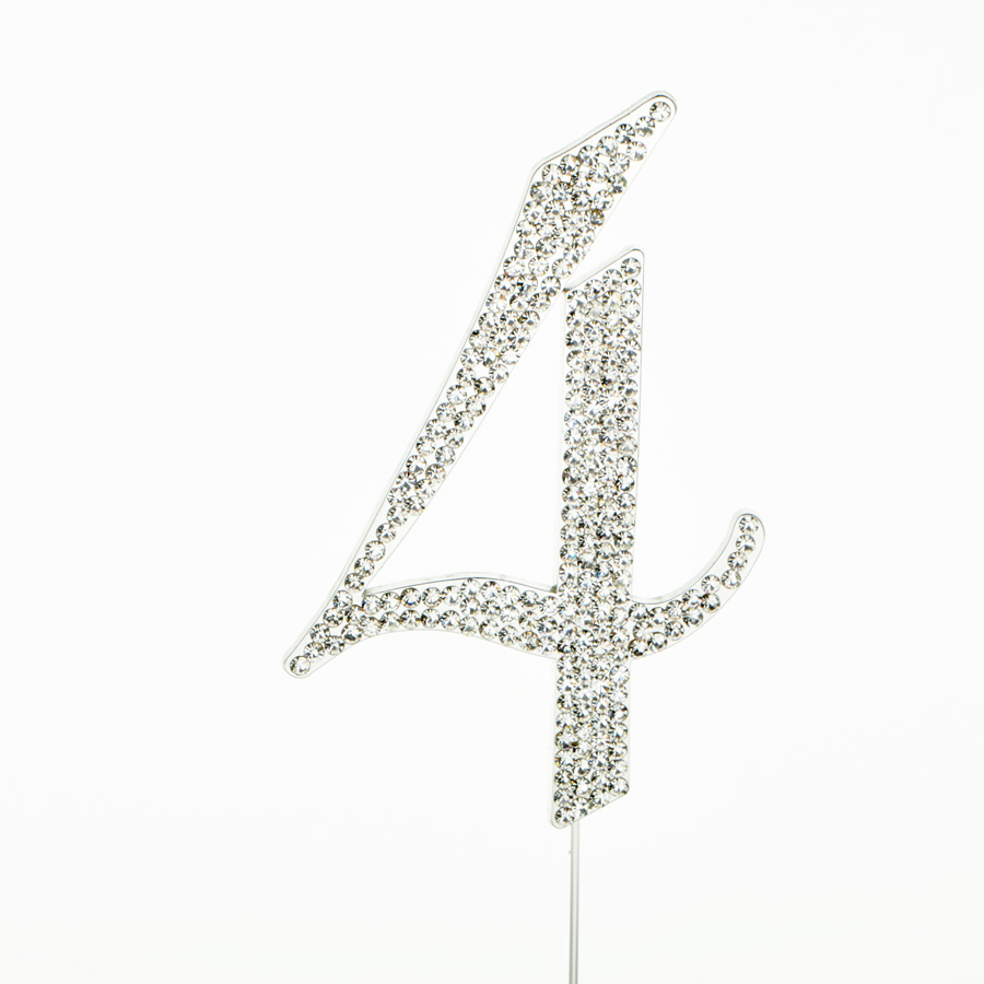 Rhinestone Cake Topper - "4"