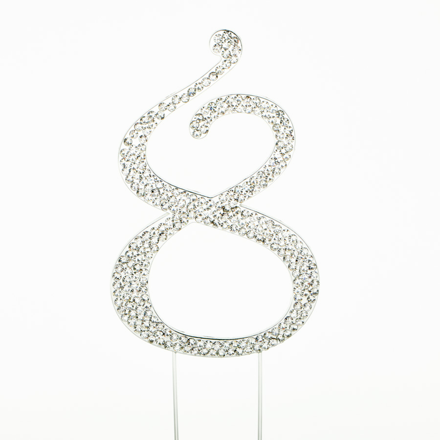 Rhinestone Cake Topper - "8"