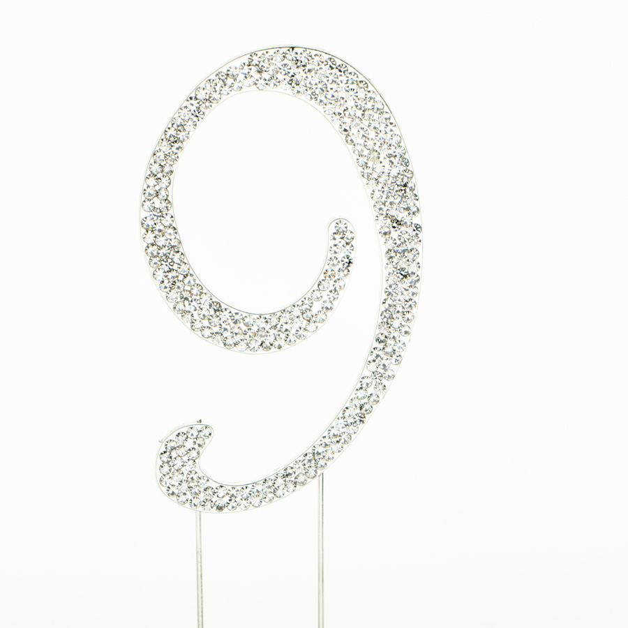 Rhinestone Cake Topper - "9"
