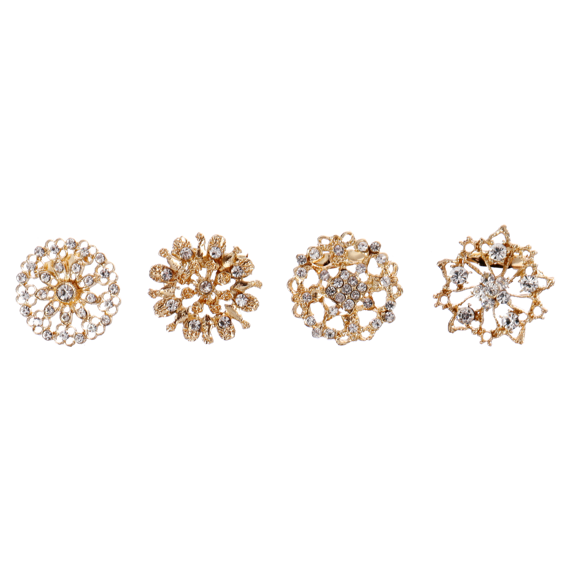 Rhinestone Assorted Brooch 1" 12pc/bag - Gold
