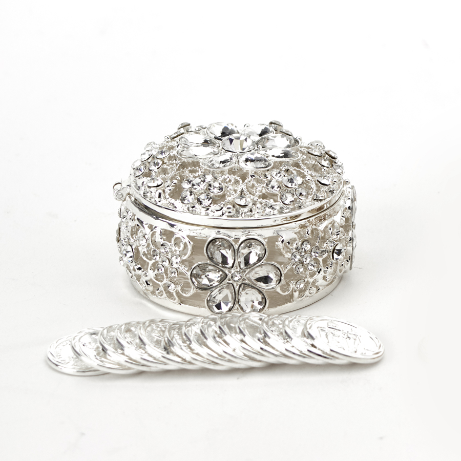 Arras Set For Weddings- Rhinestone Round Box