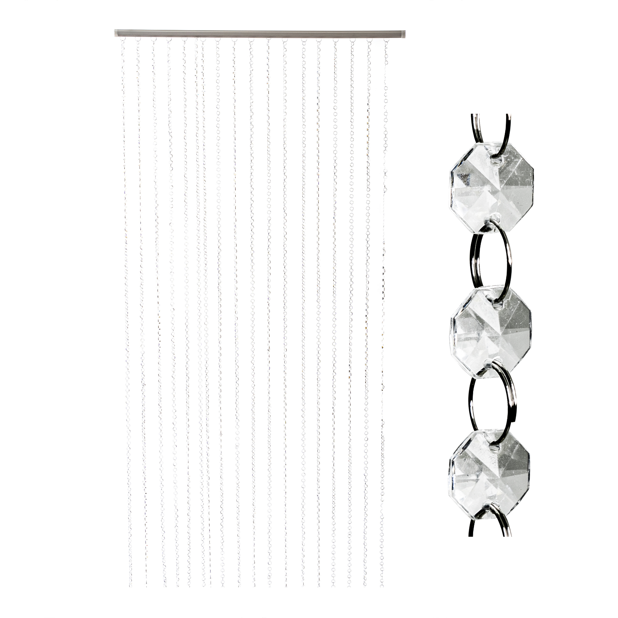 Acrylic Crystal Octagon Diamond Cut Curtain With Plastic Rod 3ft x 8ft