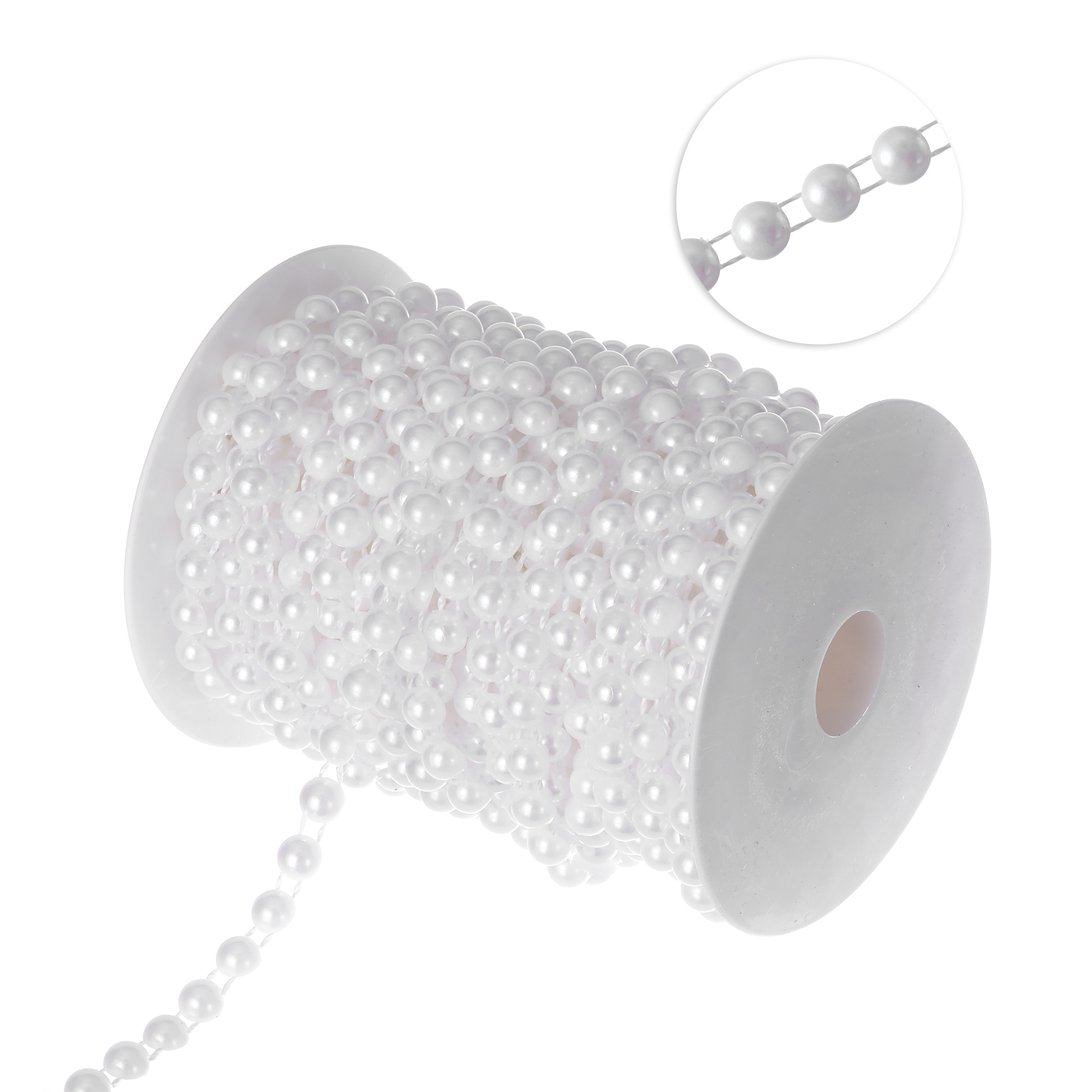 8mm Half Pearl Rolls 22yds - White