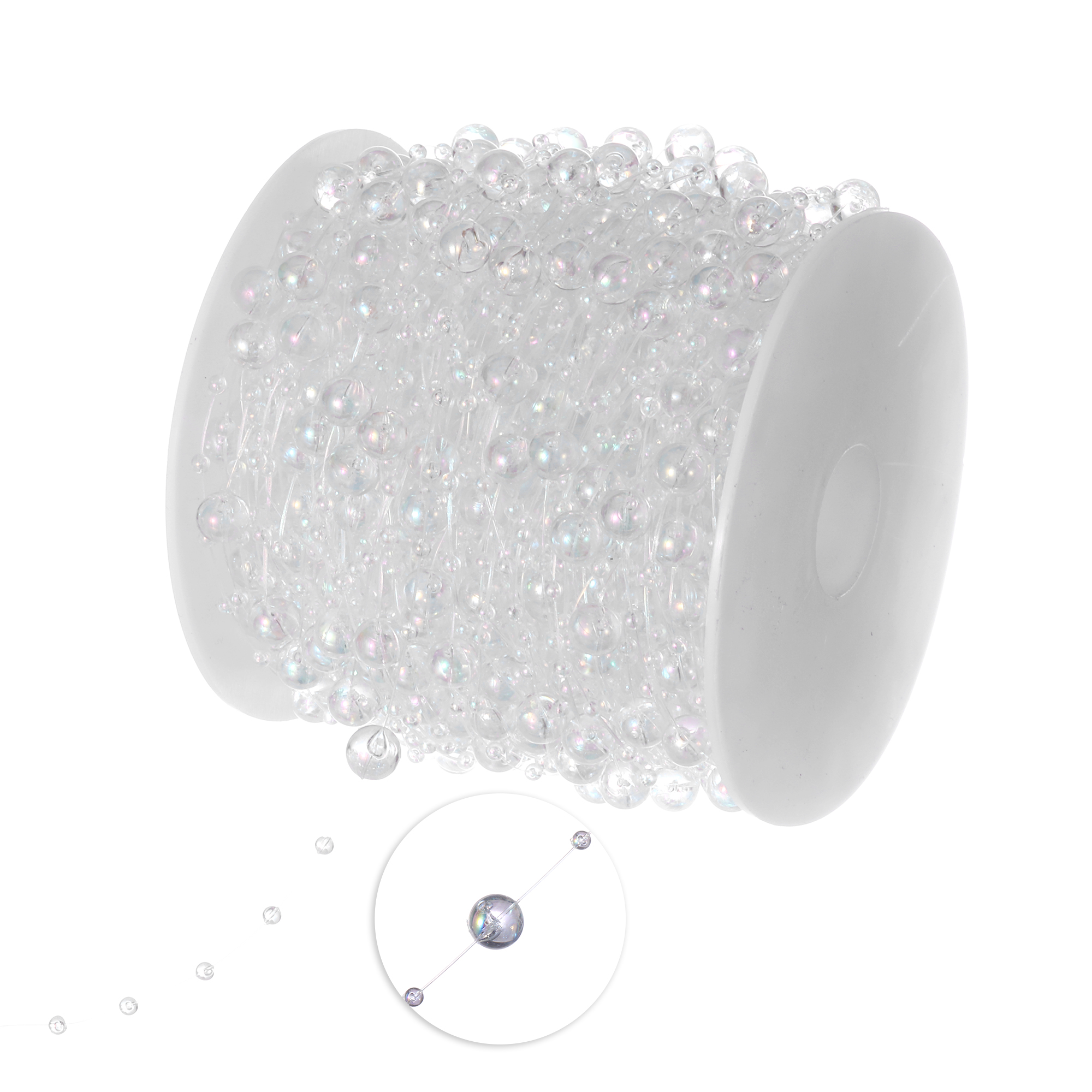 3mm and 8mm Pearl Rolls 66yds - White Iridescent