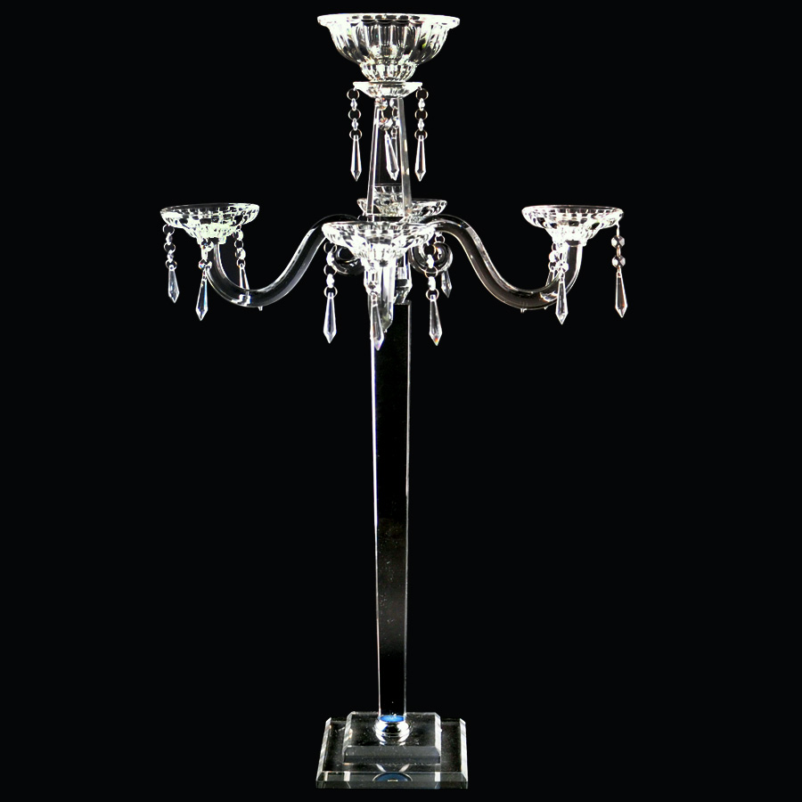 Crystal 4 arm Flower Bowl Candelabra 35"