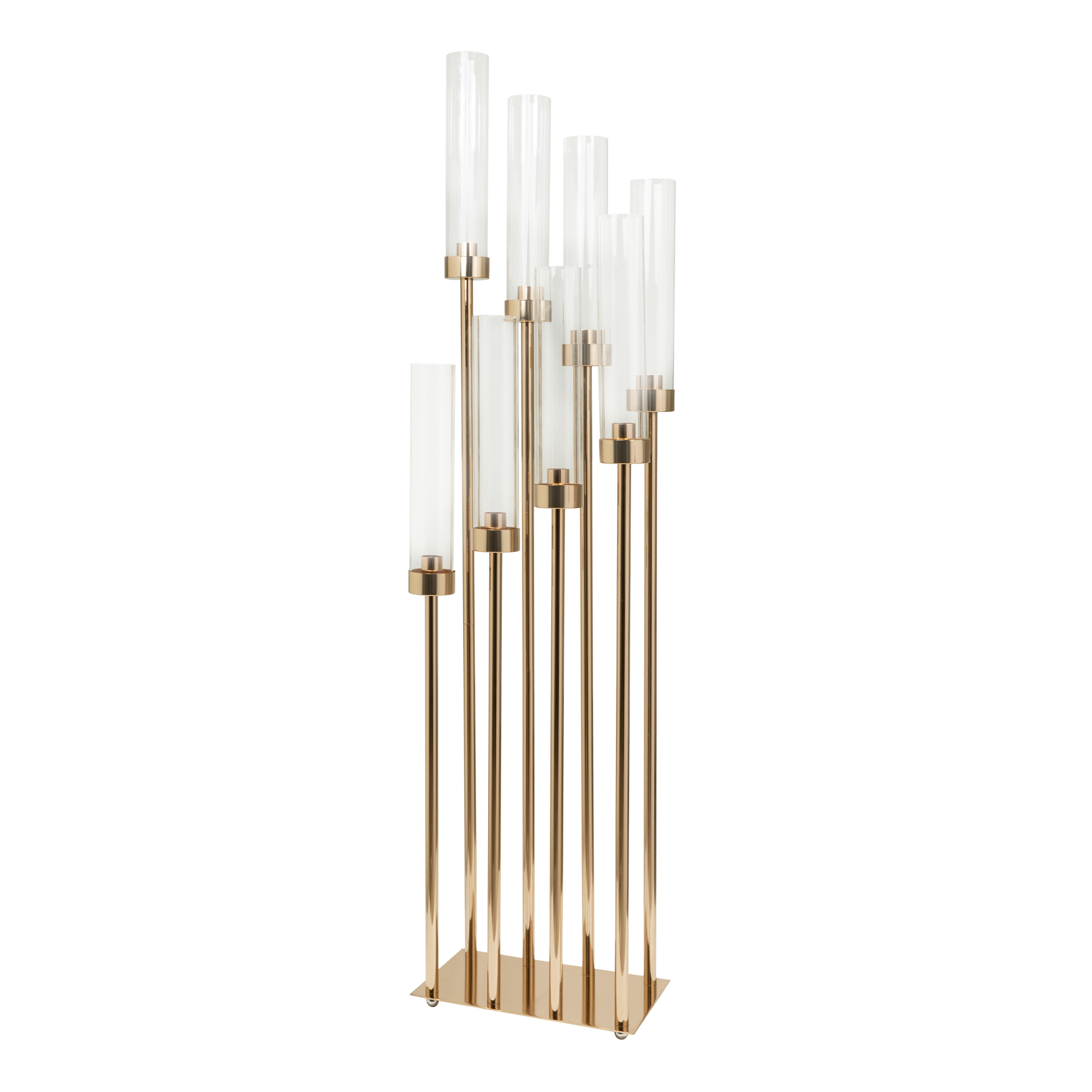 Rectangular Eight Arm Cluster Candle Holder 42" - Gold
