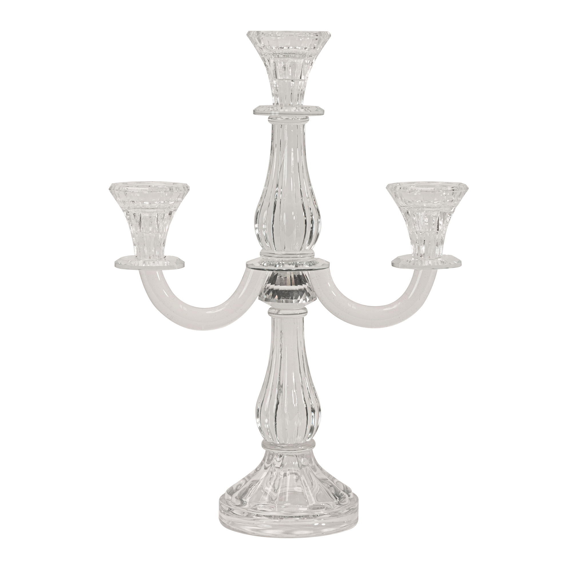 Crystal 3 Head Candle Holder Table Centerpiece 13¾"