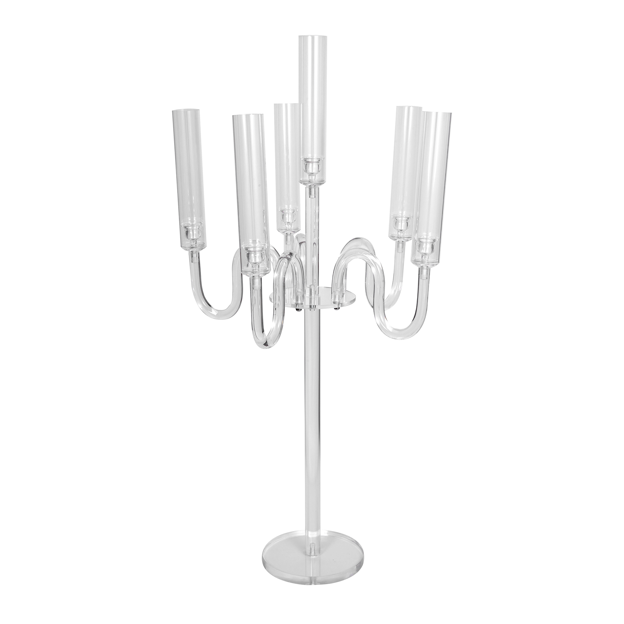 Acrylic Five Arm Clear Candelabra 40"