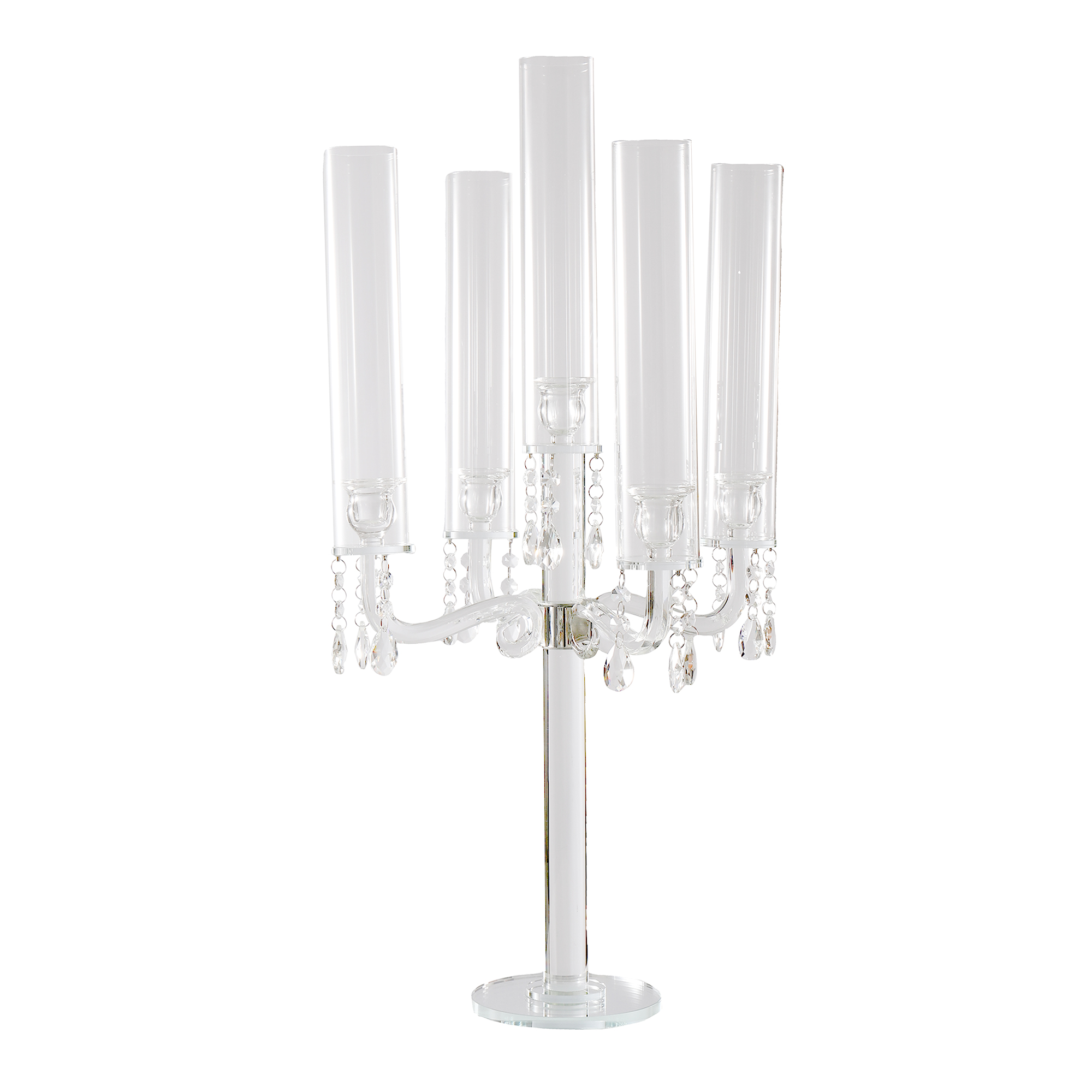 Crystal Five Arm Clear Candelabra 29"