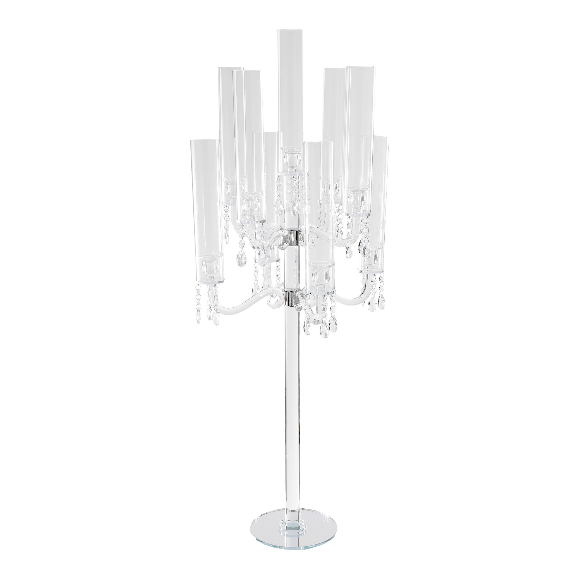 Crystal Nine Arm Clear Candelabra 45"