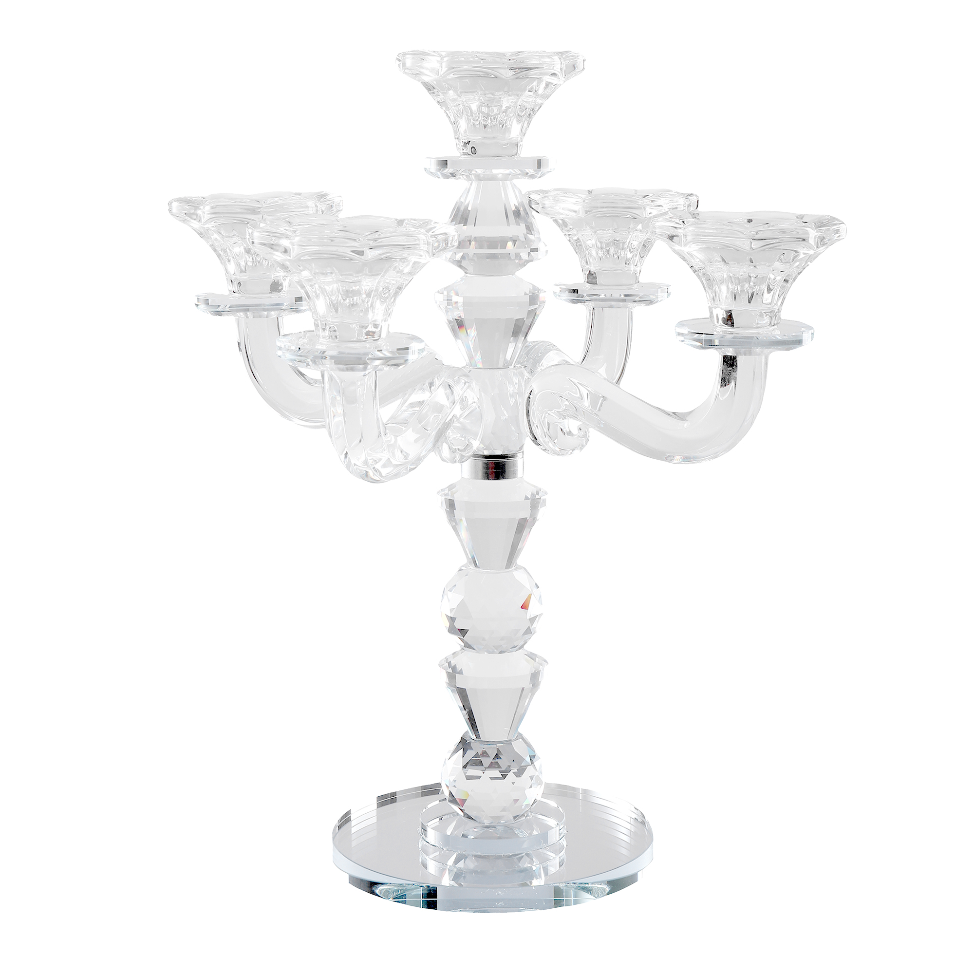 Crystal 5 Head Candle Holder Table Centerpiece 12"