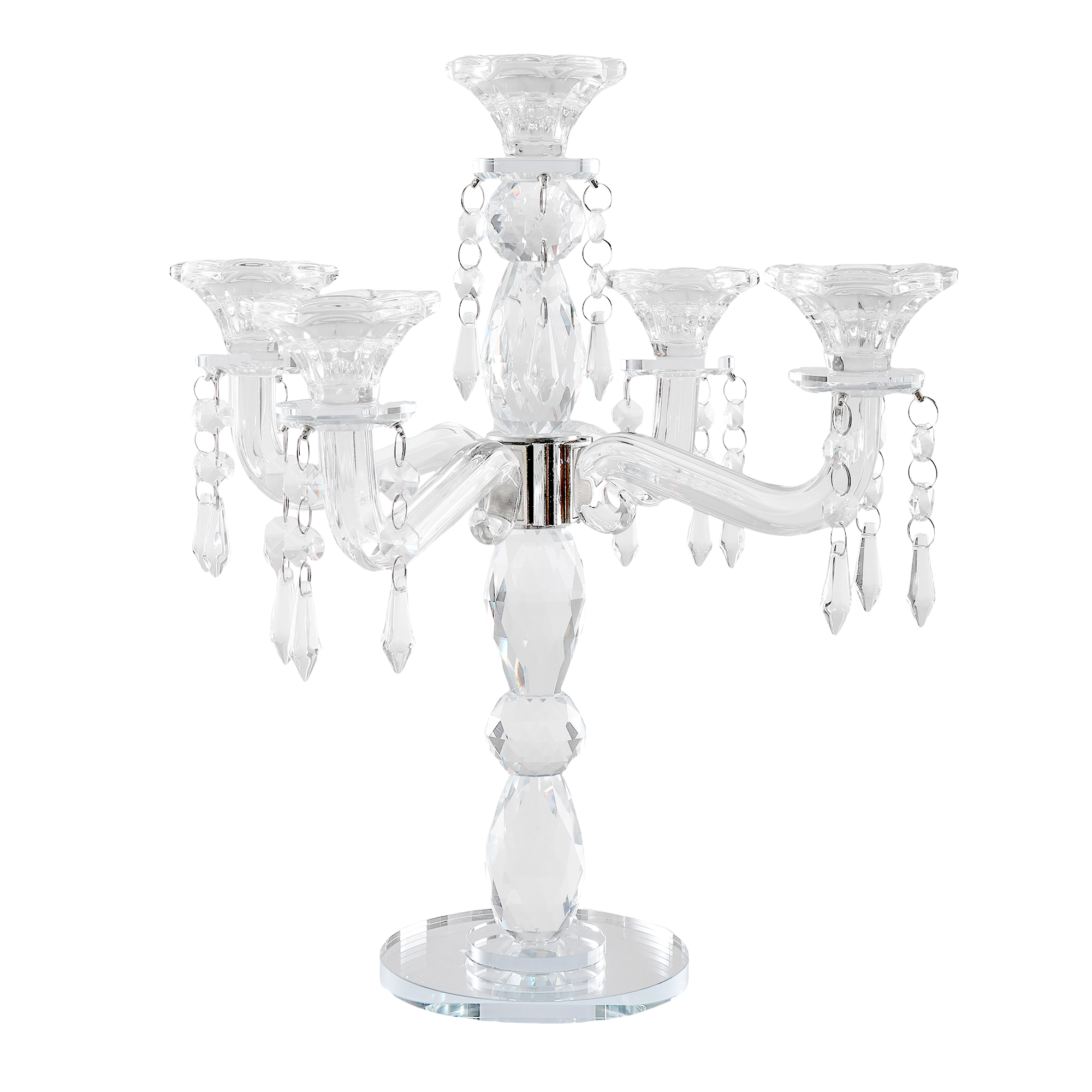 Crystal 5 Head Candle Holder Table Centerpiece 14"