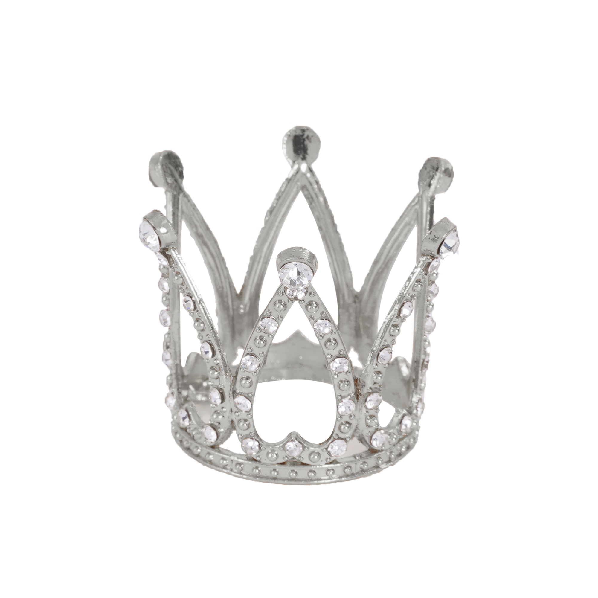 Metal Royal Crown with Rhinestones - Silver