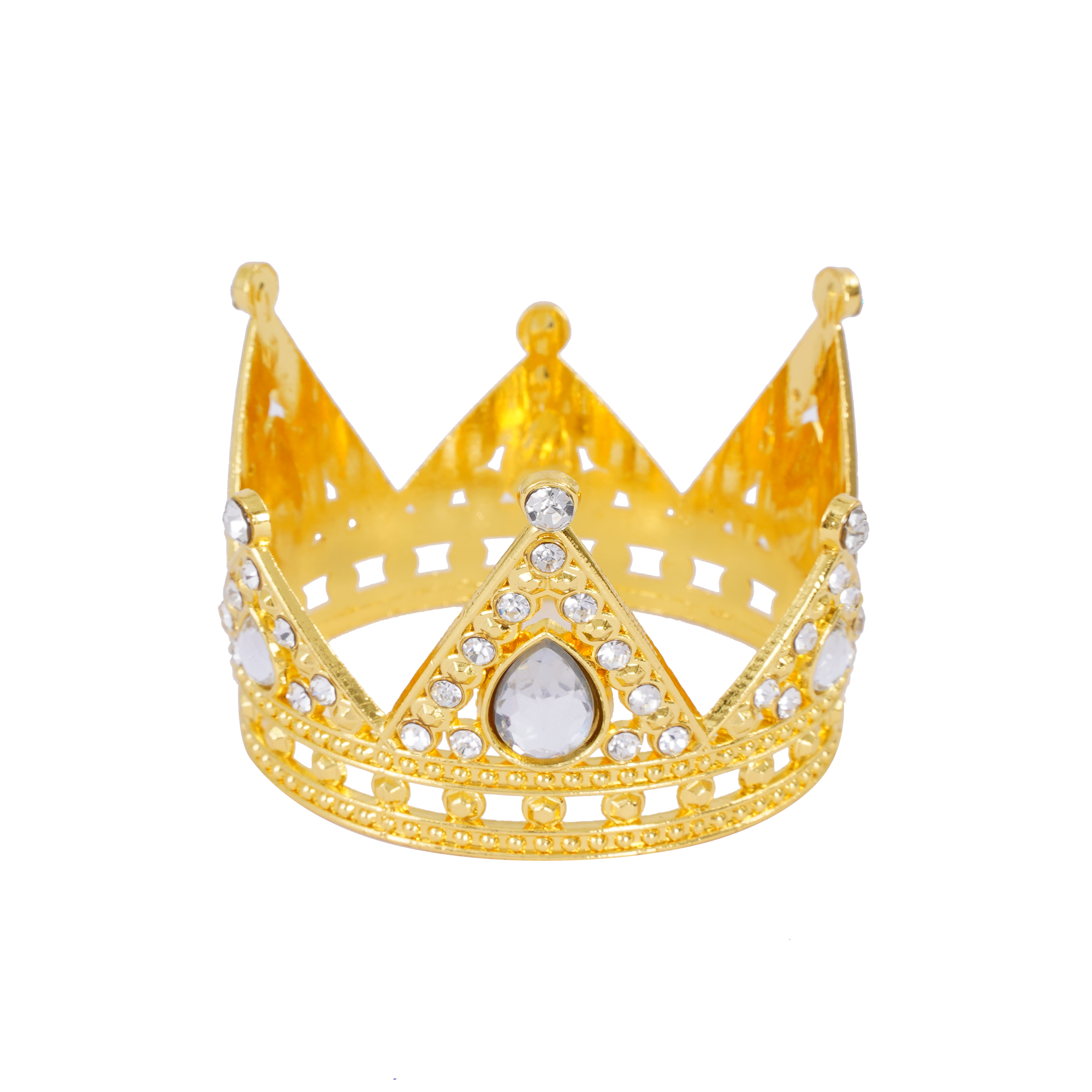 Metal Royal Crown with Rhinestones - Gold