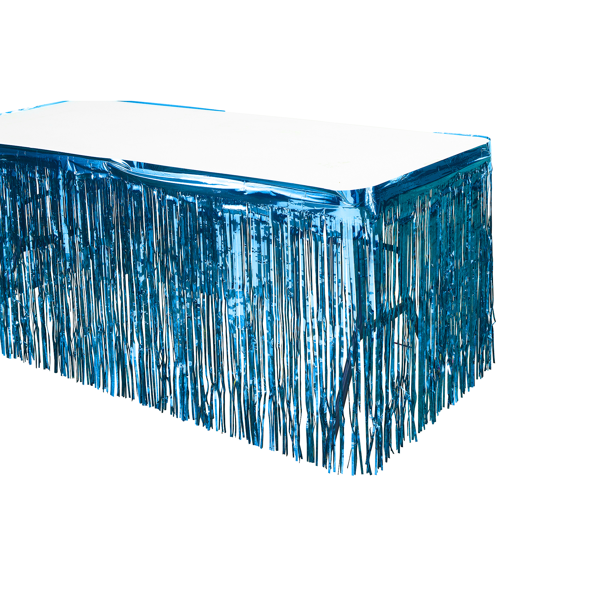 Metallic Foil Table Skirt 14ft - Blue