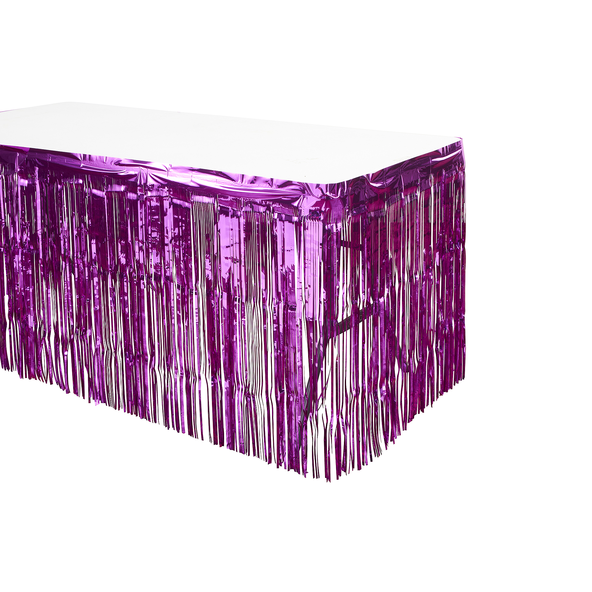 Metallic Foil Table Skirt 14ft - Fuchsia