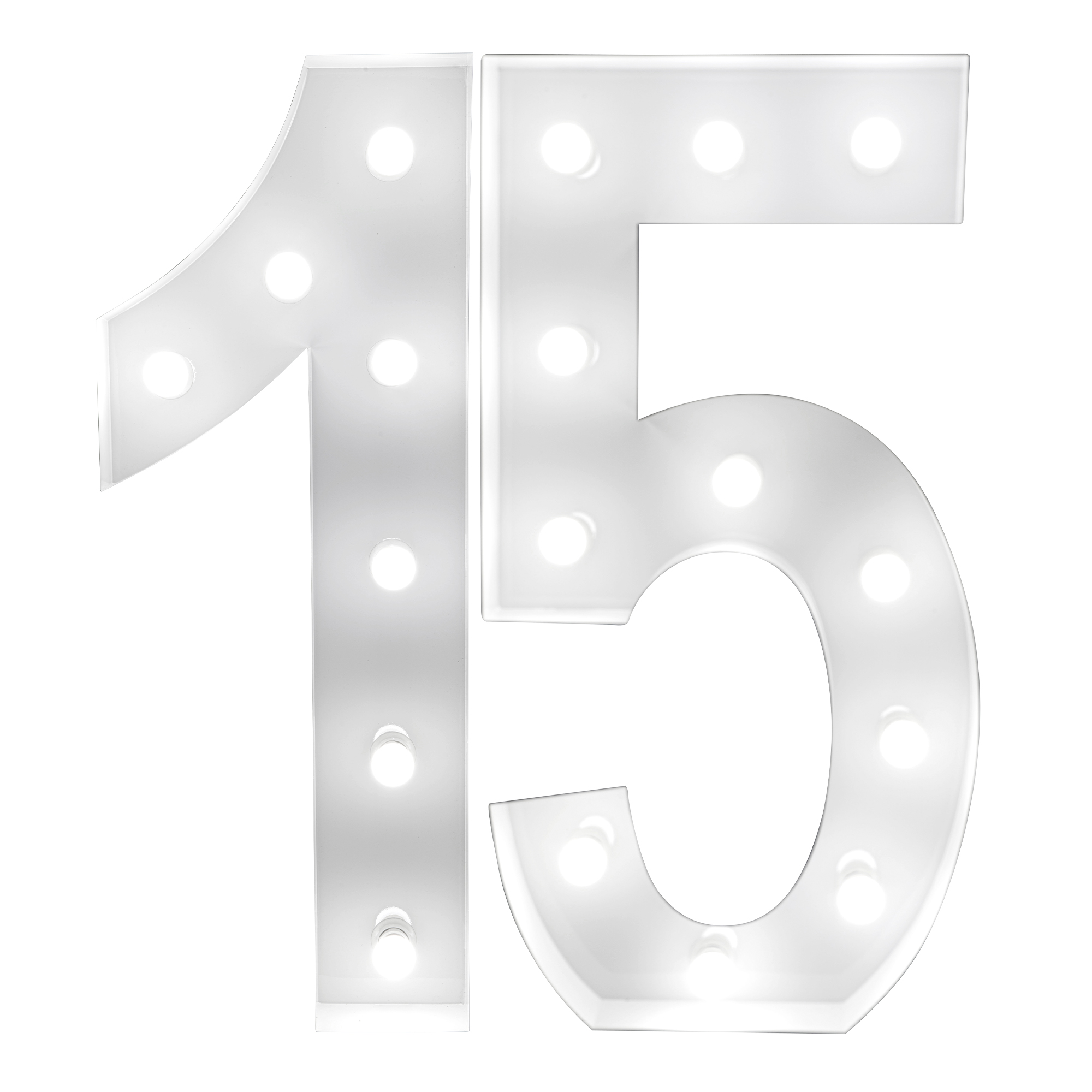 4ft Light Up Marquee Letters “15” - White