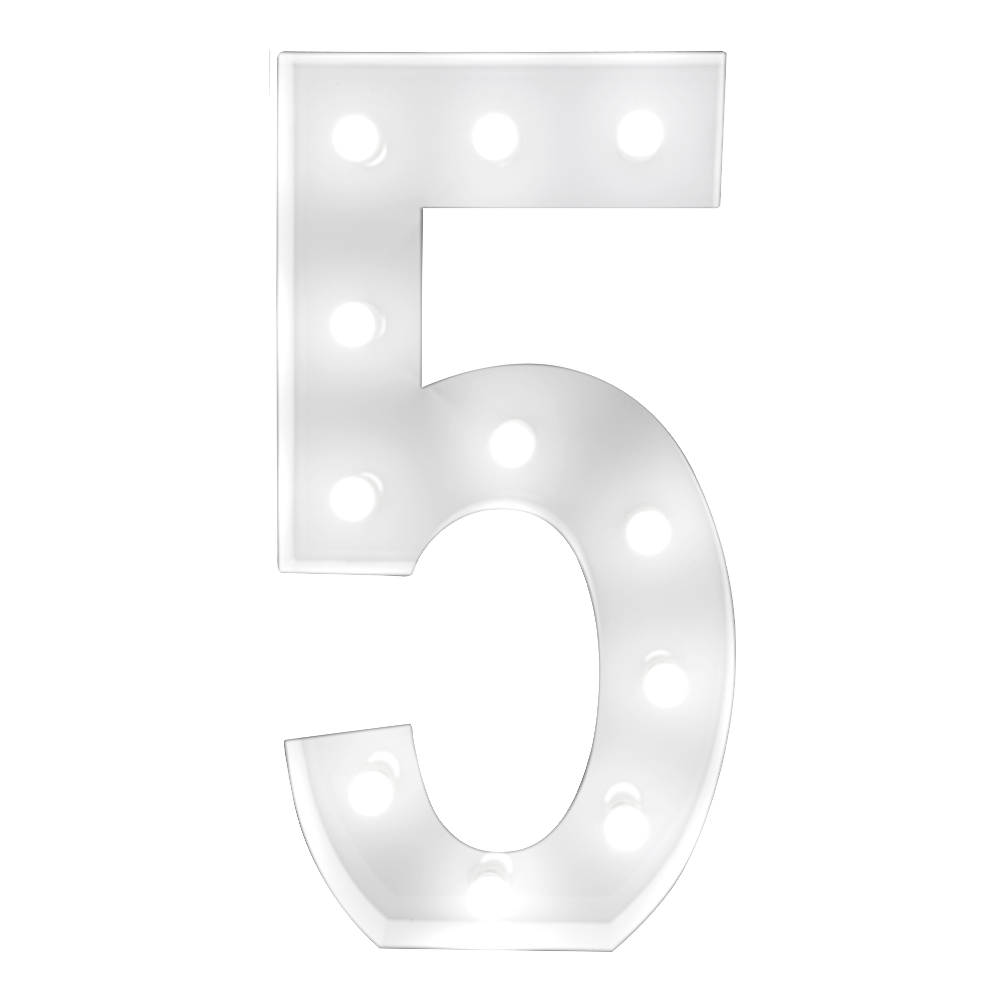 4ft Light Up Marquee Number “5” - White