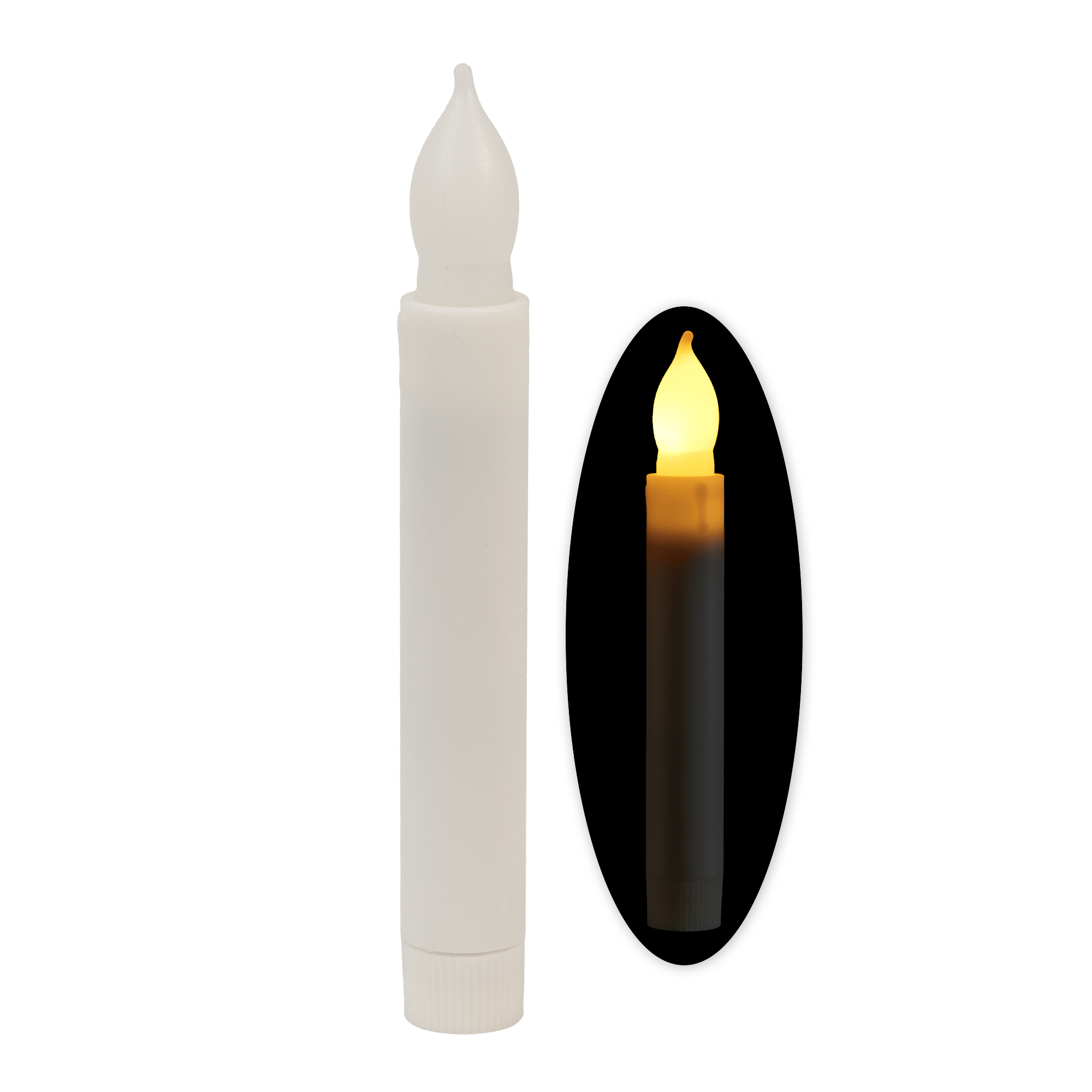 LED Flameless Flickering Taper Candle 6½" 12pc/box - White