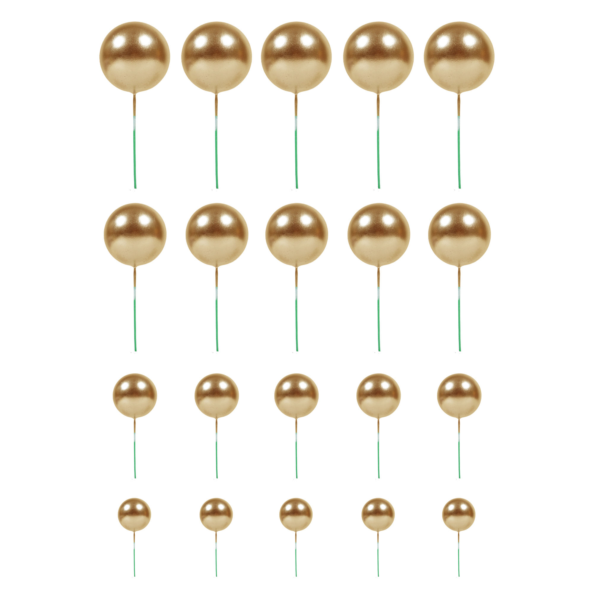 Foam Ball Cake Toppers 20pc/bag - Gold