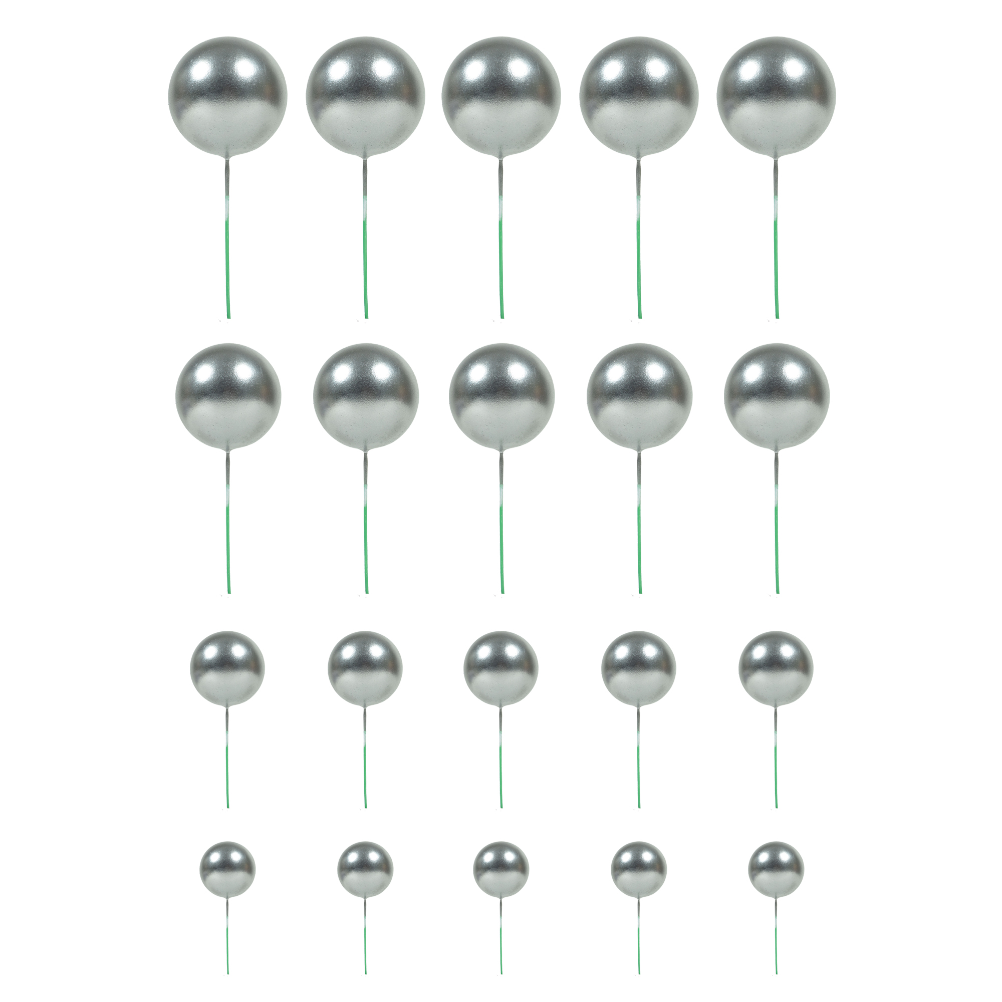 Foam Ball Cake Toppers 20pc/bag - Silver