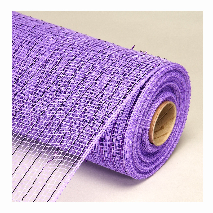 Decorative Poly Mesh Roll with Matching Metallic Stripes - Lavander