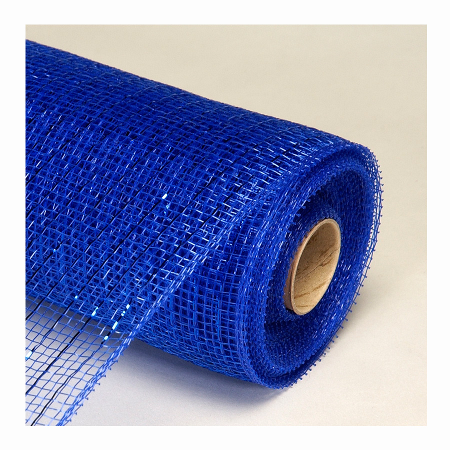 Decorative Poly Mesh Roll with Matching Metallic Stripes - Royal Blue
