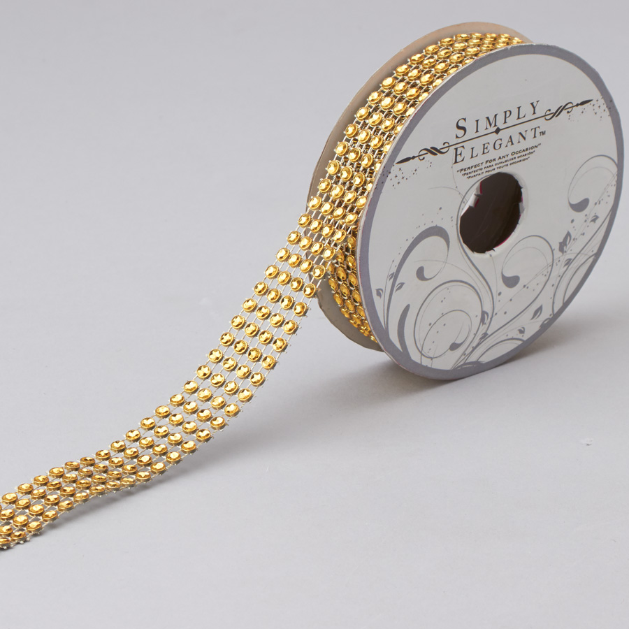 4 Rows Diamond Mesh Trim - Gold