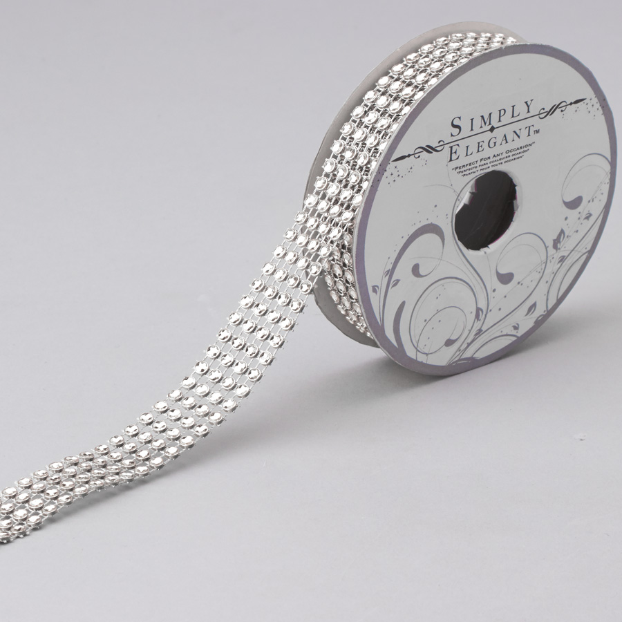 4 Rows Diamond Mesh Trim - Silver