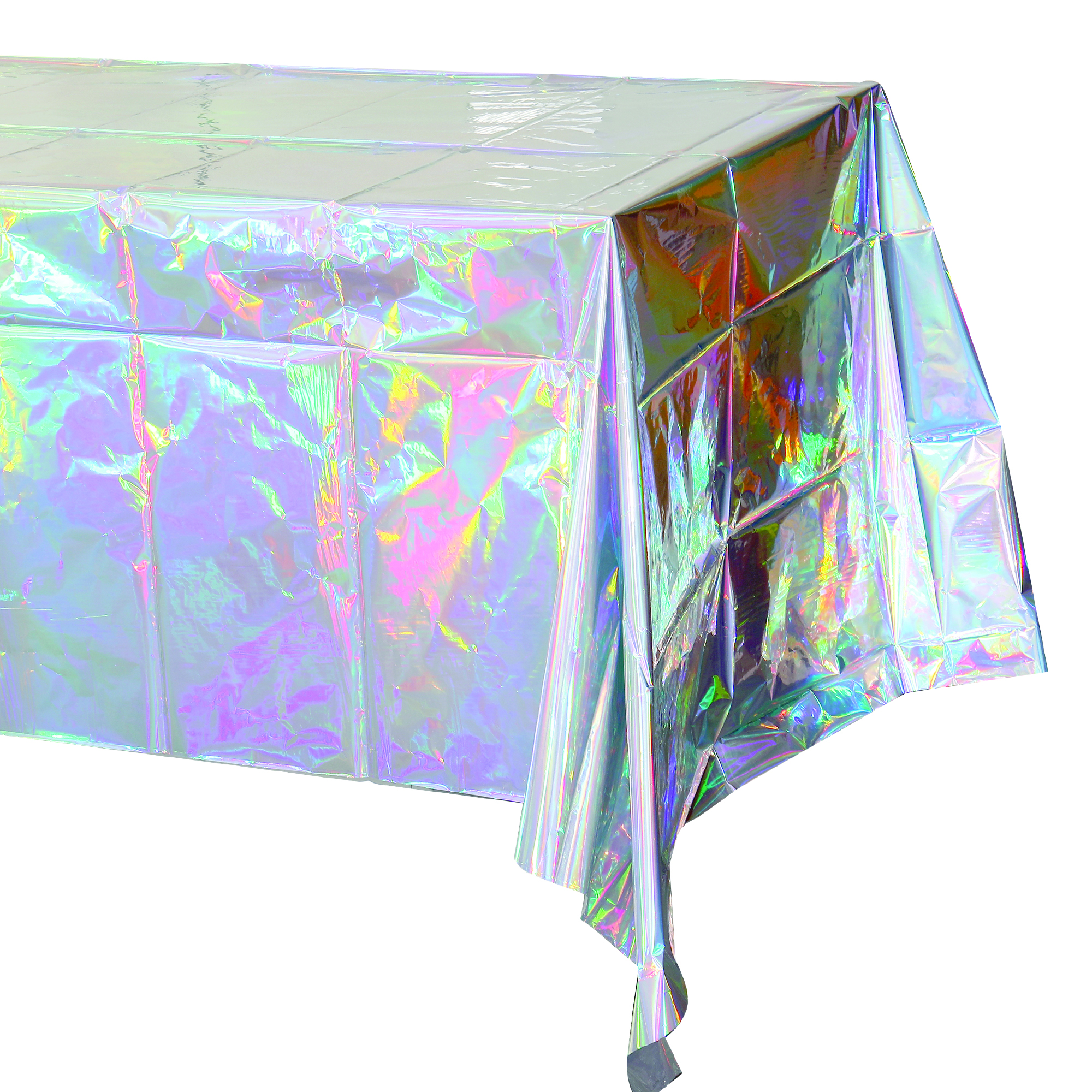 Plastic Foil Table Cover 54" x 108" - White Iridescent