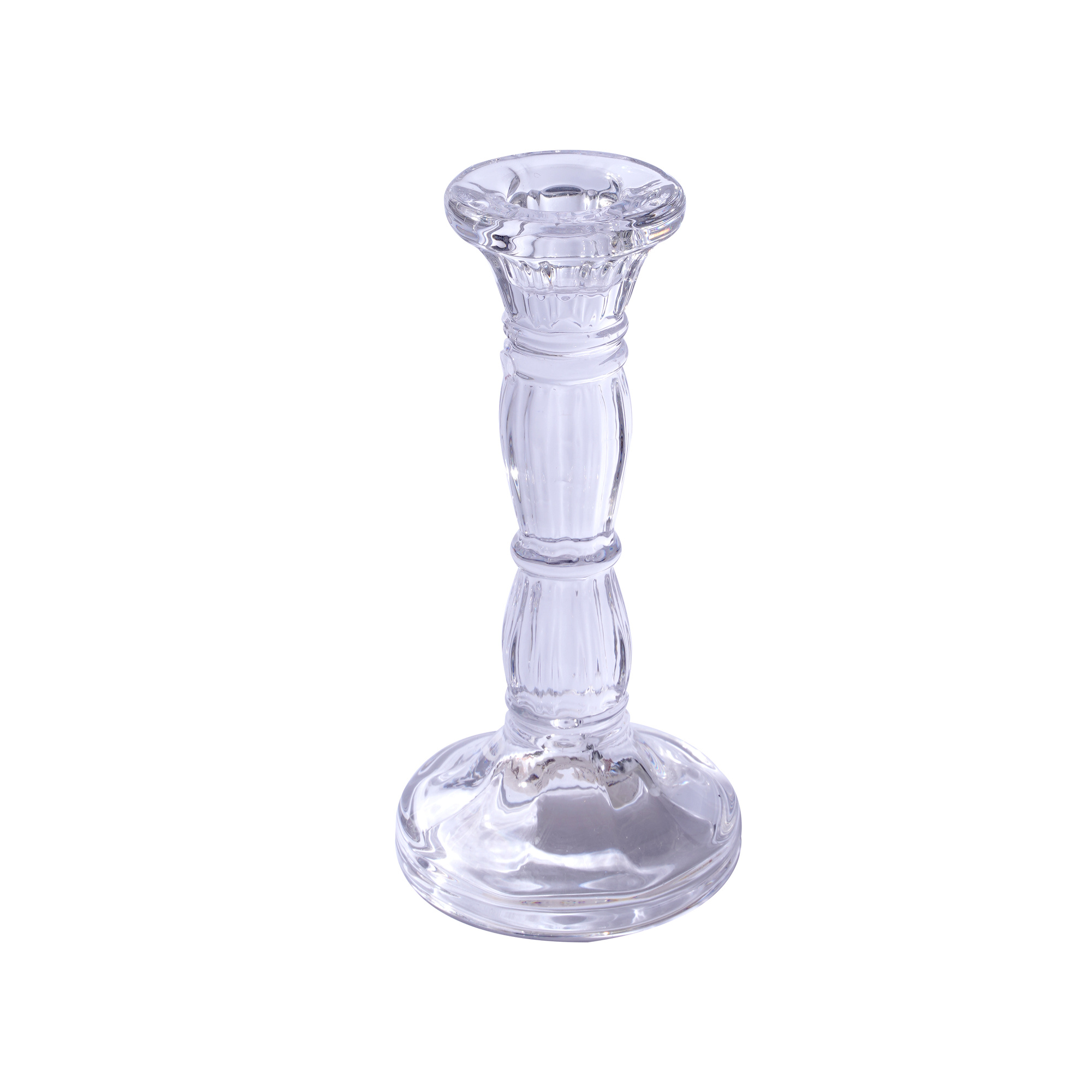 Glass Taper Candle Holder 6" - Clear