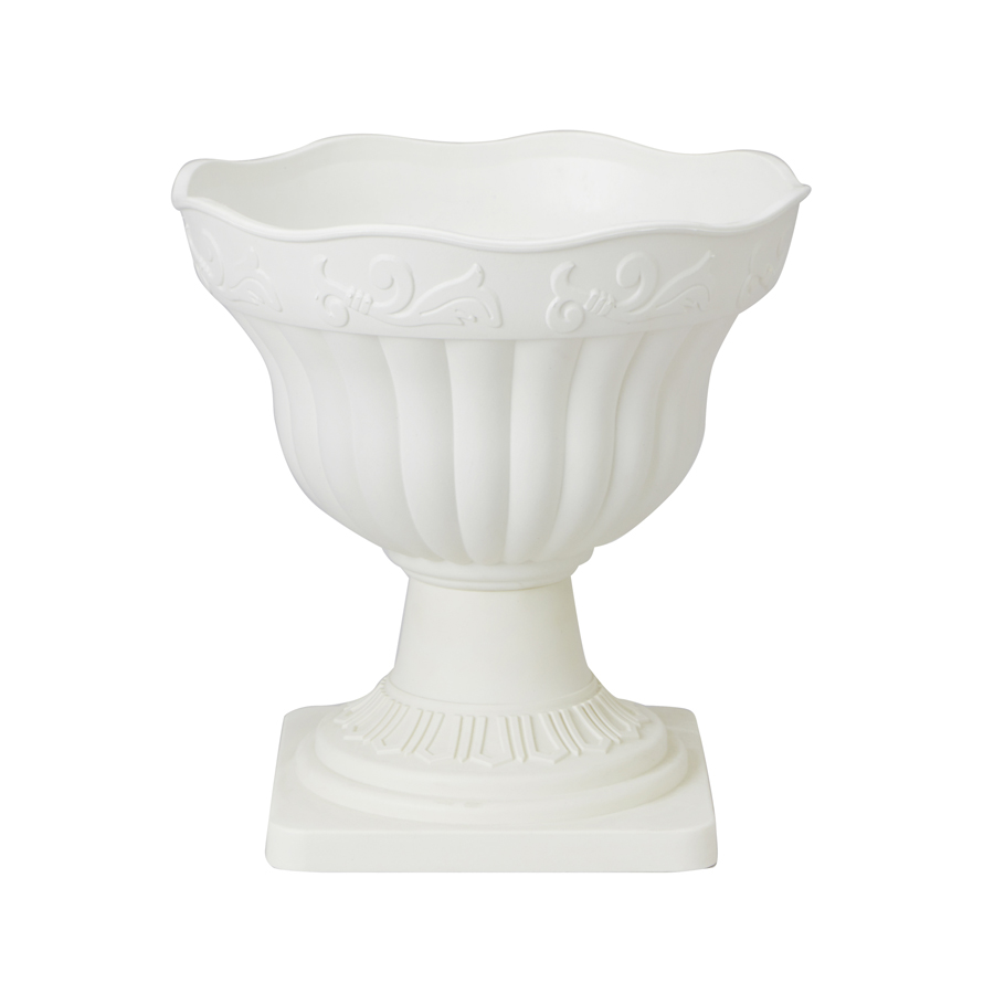 Plastic Planter Urn White 14 1/4"